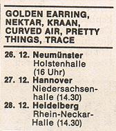 Pop magazine Germany December 17, 1975 with German Golden Earring tourdates